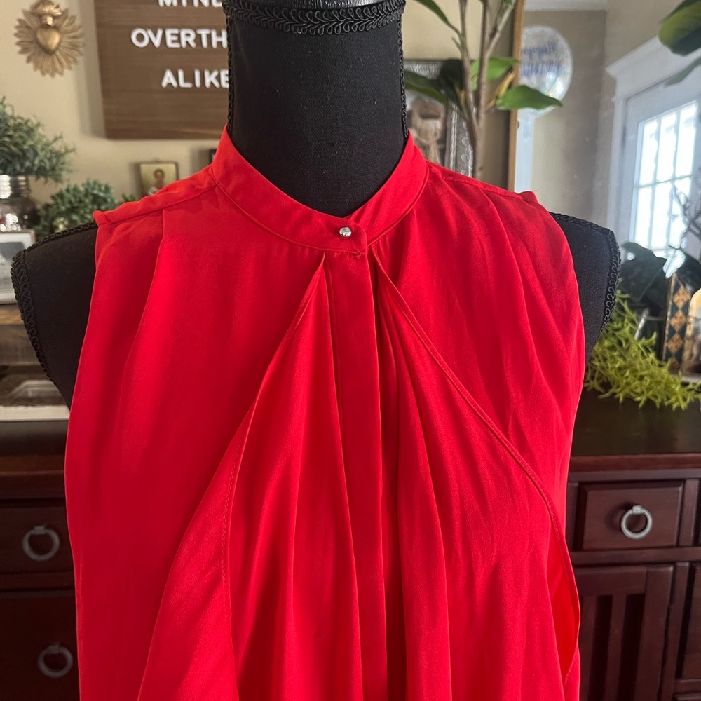 H&M Bold Red Flowy Tunic Top - Picture 2 of 5
